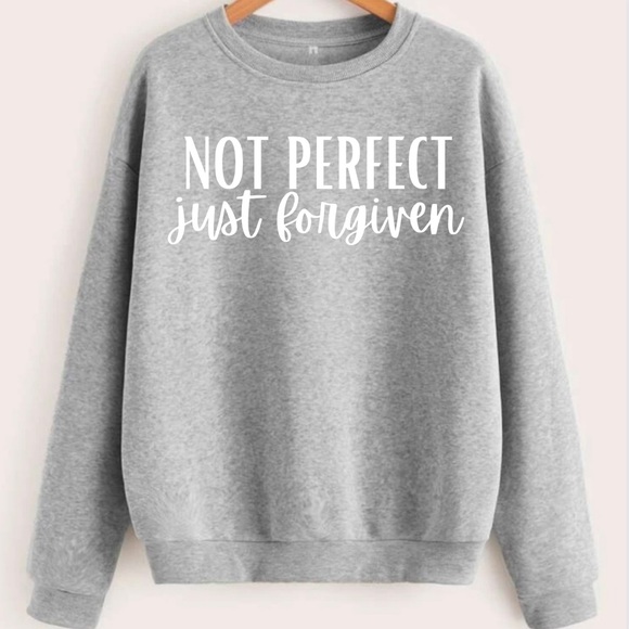 Not Perfect Just Forgiven Christian Easter Graphic Crewneck Sweatshirt - Picture 1 of 3